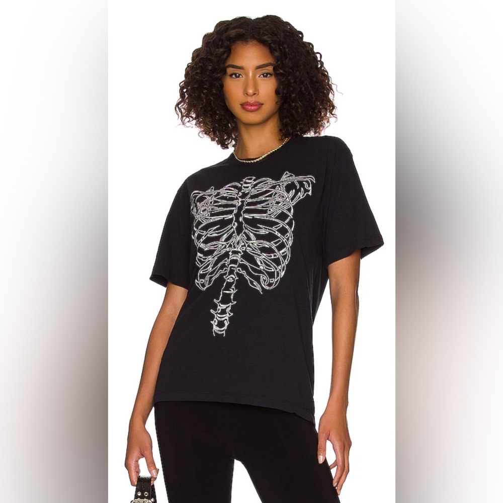 Halloween! NWOT Chaser Skeleton Ribcage Graphic Short Sleeve Tee Black Size L